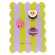 BY31&reg; Anstecker "Sushi"&nbsp;/&nbsp;Ballonhund&nbsp;/&nbsp;"Give me space" auf Karte Zierkarte Green-purple-pink-white-yellow