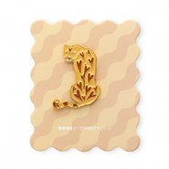 BY31&reg; Anstecker Leopard auf Zierkarte Beige-brown-red-gold