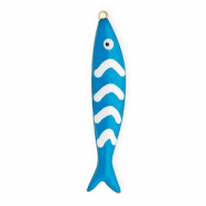 Stainless Steel - Rostfrei Stahl Anh&auml;nger Fisch Gold-blue-white
