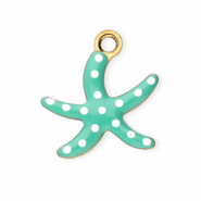 Stainless Steel - Rostfrei Stahl Anh&auml;nger Seestern Gold-mint turquoise-white