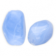 Acrylperlen Rechteck Light blue-marble