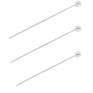 BY31&reg; Stainless Steel - Rostfrei Stahl Schmuckzubeh&ouml;r Nietstifte mit Kugel 35 mm Silver