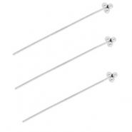 BY31&reg; Stainless Steel - Rostfrei Stahl Schmuckzubeh&ouml;r Nietstifte mit Kugeln 35 mm Silver