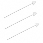 BY31&reg; Stainless Steel - Rostfrei Stahl Schmuckzubeh&ouml;r Nietstifte mit Herz 35 mm Silver