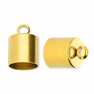 Stainless Steel - Rostfrei Stahl Schmuckzubeh&ouml;r Endkappen &Oslash;8 mm mit &Ouml;se Gold