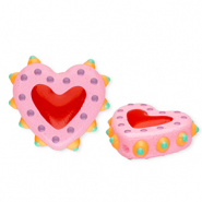 Handgefertigt Glasperlen Herz Light pink-red-multicolour