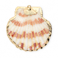Muschel Anh&auml;nger Specials Jakobsmuschel mit 5 &Ouml;sen White-dark pink-gold