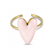 Ringe aus Stainless Steel - Rostfreiem Stahl Enamel Herz Pearl light pink-gold