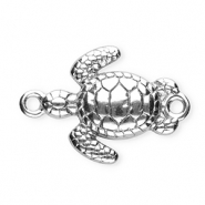 Stainless Steel - Rostfrei Stahl Schmuckzubeh&ouml;r Zwischenst&uuml;ck Schildkr&ouml;te Silver