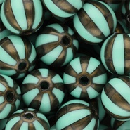16 mm DQ&reg; Acrylperlen mit Streifen Turquoise green-golden brown