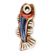 Anh&auml;nger Keramik Fisch Brown-white-dark blue-red
