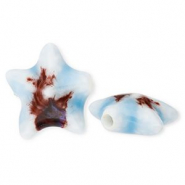 Perlen Keramik Seestern Light blue-brown