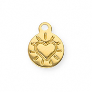 Stainless Steel - Rostfrei Stahl Anh&auml;nger Rund mit Herz Gold