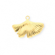 Stainless Steel - Rostfrei Stahl Anh&auml;nger Ginkgoblatt Gold