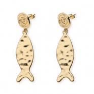 Trendy Ohrringe&nbsp;/&nbsp;Ohrstecker Spirale & Fisch mit Rostfrei Stahl-Stecker Gold