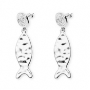 Trendy Ohrringe&nbsp;/&nbsp;Ohrstecker Spirale & Fisch mit Rostfrei Stahl-Stecker Silver