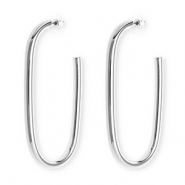 Statement Ohrringe&nbsp;/&nbsp;Ohrstecker Oval mit Rostfrei Stahl-Stecker Silver