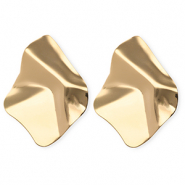 Statement Ohrringe&nbsp;/&nbsp;Ohrstecker Organic Rhombus mit Rostfrei Stahl-Stecker Gold