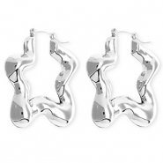 Statement Ohrringe&nbsp;/&nbsp;Creolen Stern mit Rostfrei Stahl-Stecker Silver