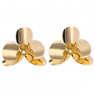 Statement Ohrringe&nbsp;/&nbsp;Ohrstecker Blume mit Rostfrei Stahl-Stecker Gold