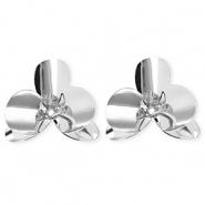 Statement Ohrringe&nbsp;/&nbsp;Ohrstecker Blume mit Rostfrei Stahl-Stecker Silver