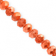 Top Glas Facett Perlen 12x9 mm Rondellen Coral orange-pearl shine coating