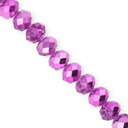 Top Glas Facett Perlen 12x9 mm Rondellen Orchid purple-pearl shine coating