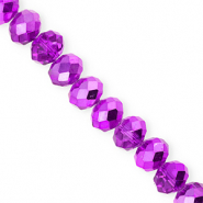 Top Glas Facett Perlen 12x9 mm Rondellen Dark purple-pearl shine coating