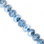 Top Glas Facett Perlen 12x9 mm Rondellen Blue-pearl shine coating