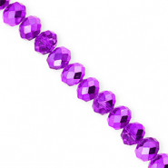 Top Glas Facett Perlen 8x6 mm Rondellen Dark purple-pearl shine coating