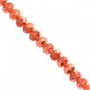 Top Glas Facett Perlen 6x5&nbsp;mm Rondellen Coral orange-pearl shine coating