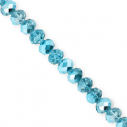 Top Glas Facett Perlen 6x5&nbsp;mm Rondellen Teal blue-pearl shine coating