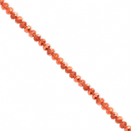 Top Glas Facett Perlen 3x2&nbsp;mm Rondellen Coral orange-pearl shine coating