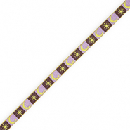 BY31® Schmuckband mit Tekst Mond und Stern Dark brown-lavender purple-lime yellow-gold