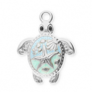 Stainless Steel - Rostfrei Stahl Anhänger Schildkröte Silver-mint green-light blue