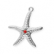 Stainless Steel - Rostfrei Stahl Anhänger Seestern Silver-red