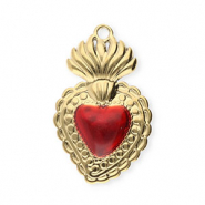Stainless Steel - Rostfrei Stahl Anhänger Herz Gold-red