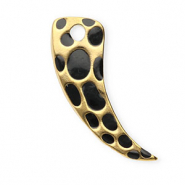 Stainless Steel - Rostfrei Stahl Anhänger Horn mit Leopard-Print Gold-black