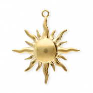 Stainless Steel - Rostfrei Stahl Anhänger Sonne Gold