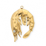 Stainless Steel - Rostfrei Stahl Anhänger Garnele Gold