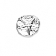Stainless Steel - Rostfrei Stahl Anhänger Rund mit Seestern Silver