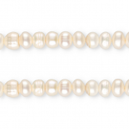 TQ Süsswasserperlen Flach Rund 7x6 mm Natural white