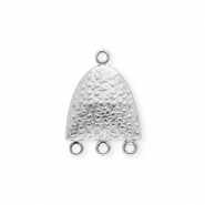 BY31&reg; Rostfreier Edelstahl Schmuckzubeh&ouml;r Zwischenst&uuml;ck Halboval mit 4 &Ouml;sen Silver