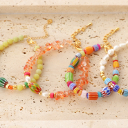 Schmucksets Tipps für Boho-Armbänder mit Millefiori-Perlen mit Streifendesign