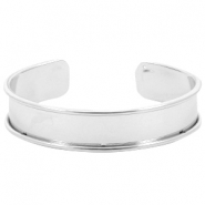 DQ Metall Basis Armband (f&uuml;r 10mm Kordel/Leer) Silber (nickelfrei)