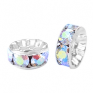 Strass Perlen Rondellen 6mm Silver-crystal AB coated