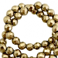 H&auml;matit Perlen rund 4mm Facett geschliffen Antique gold
