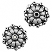 Metall Anh&auml;nger TQ Blume mit Fassung fur SS24 Swarovski Antique silber
