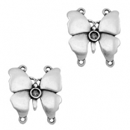 Metall Anh&auml;nger TQ Zwischenst&uuml;ck Schmetterling mit Fassungen Antique silber