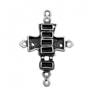 Metall Anh&auml;nger TQ Zwischenst&uuml;ck Kreuz mit Fassungen Antique silber